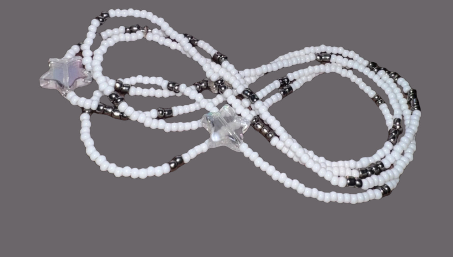 White and Chrome Waistbeads