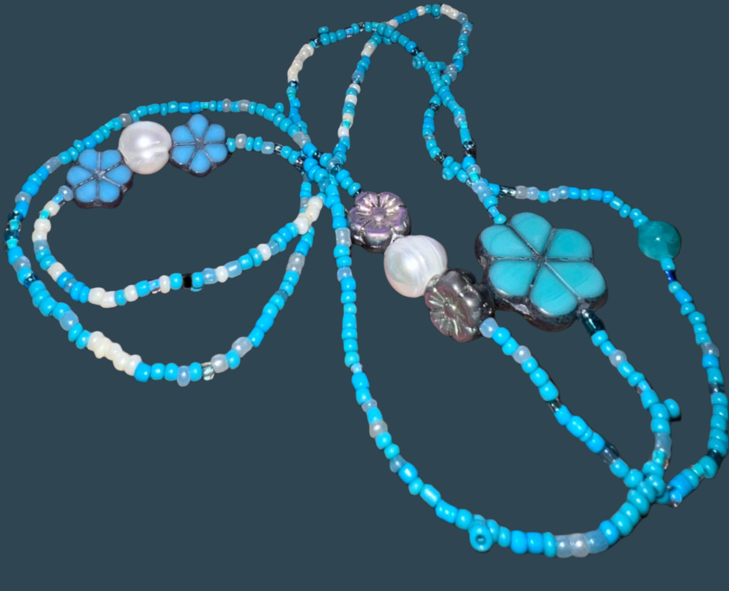 no pinch blue waistbeads with charms