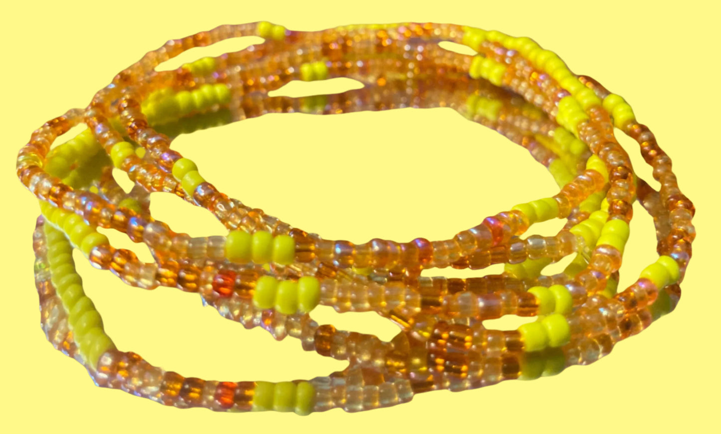 Multicolored yellow and orange waistbeads