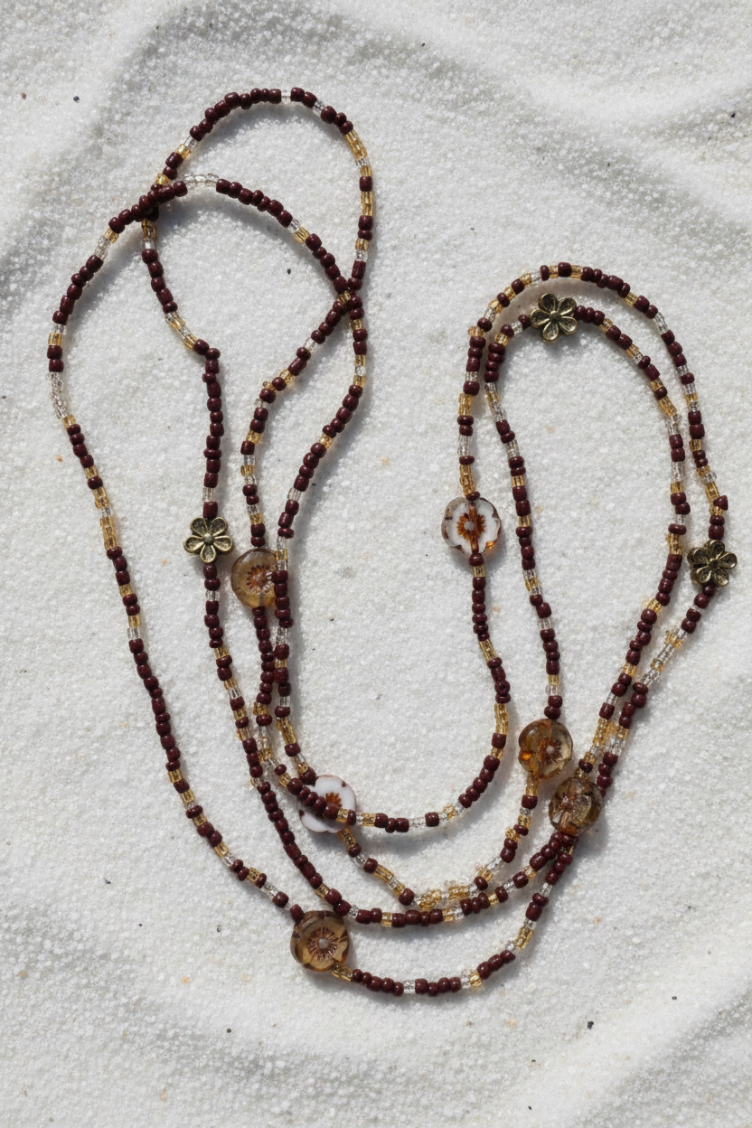 Set of brown and gold beaded waistbeads