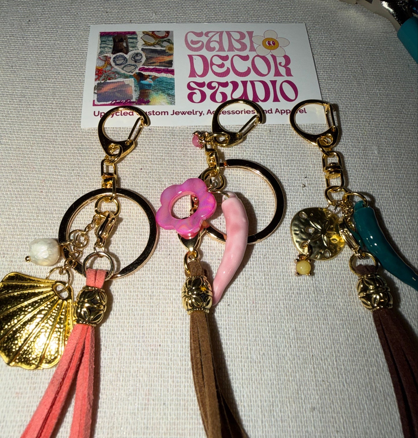 Decorative keychains with tassels and charms