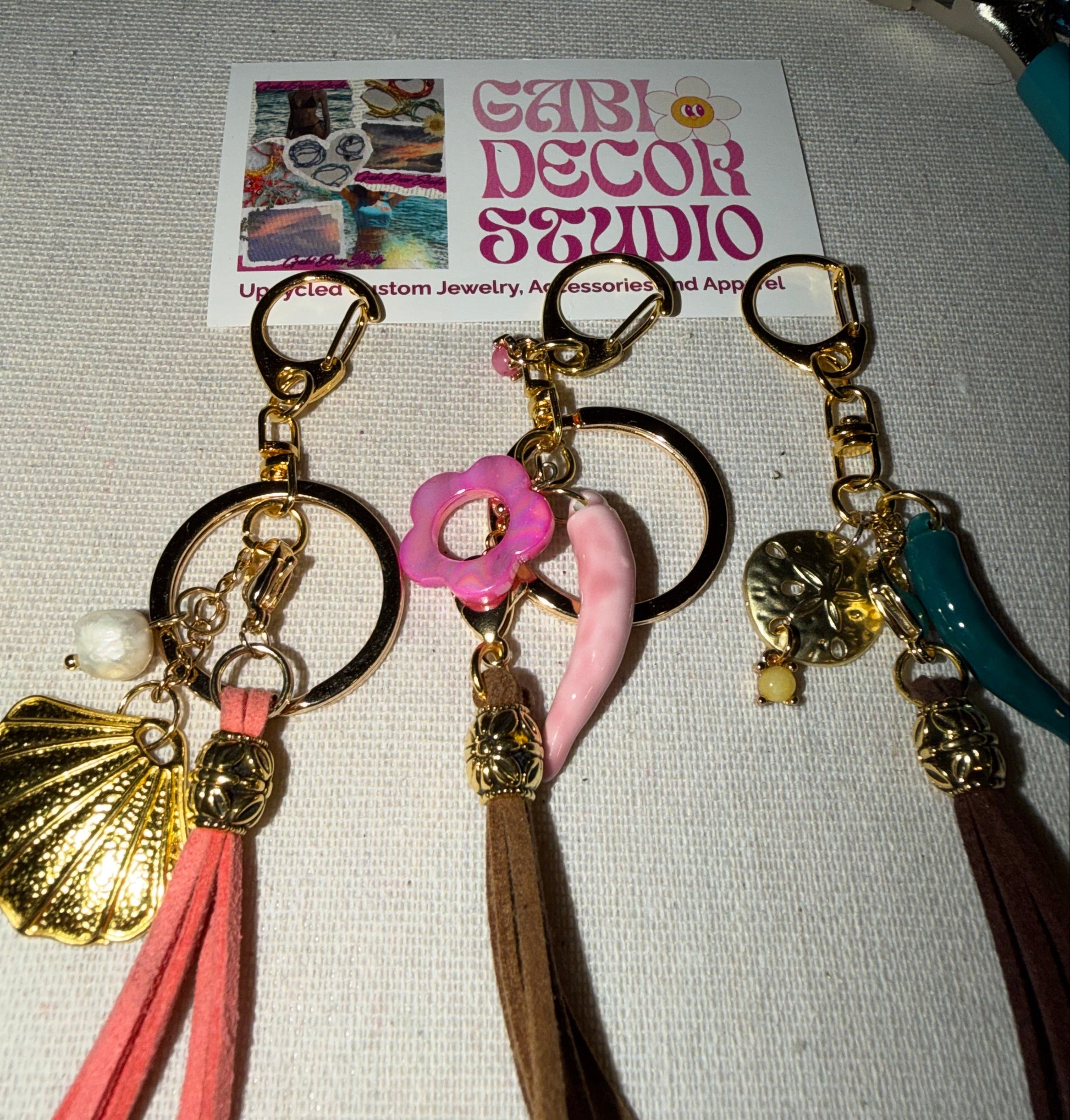 Decorative keychains with tassels and charms