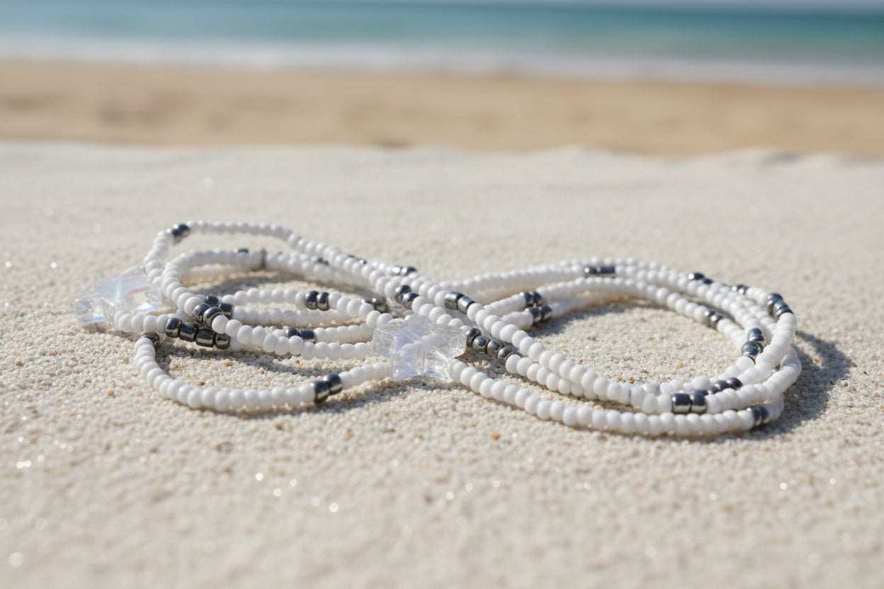 White and Chrome Waistbeads