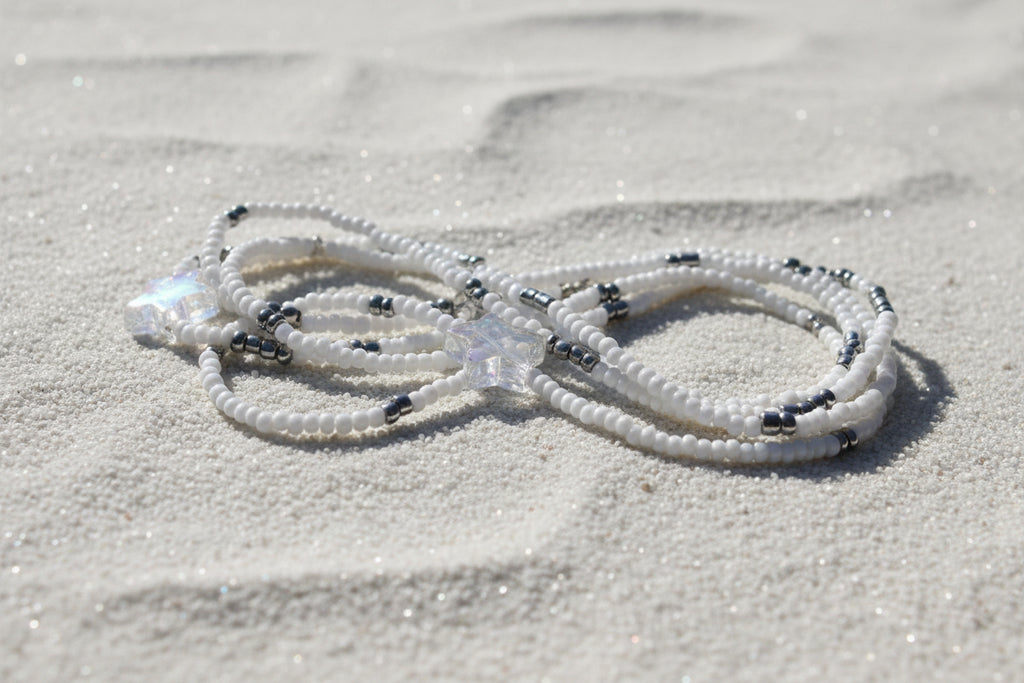 White and Chrome Waistbeads