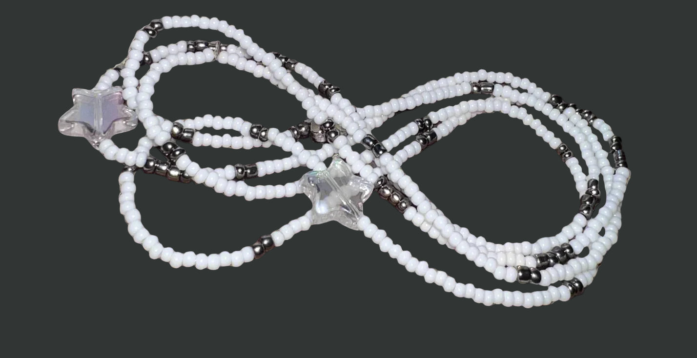 White and Chrome Waistbeads