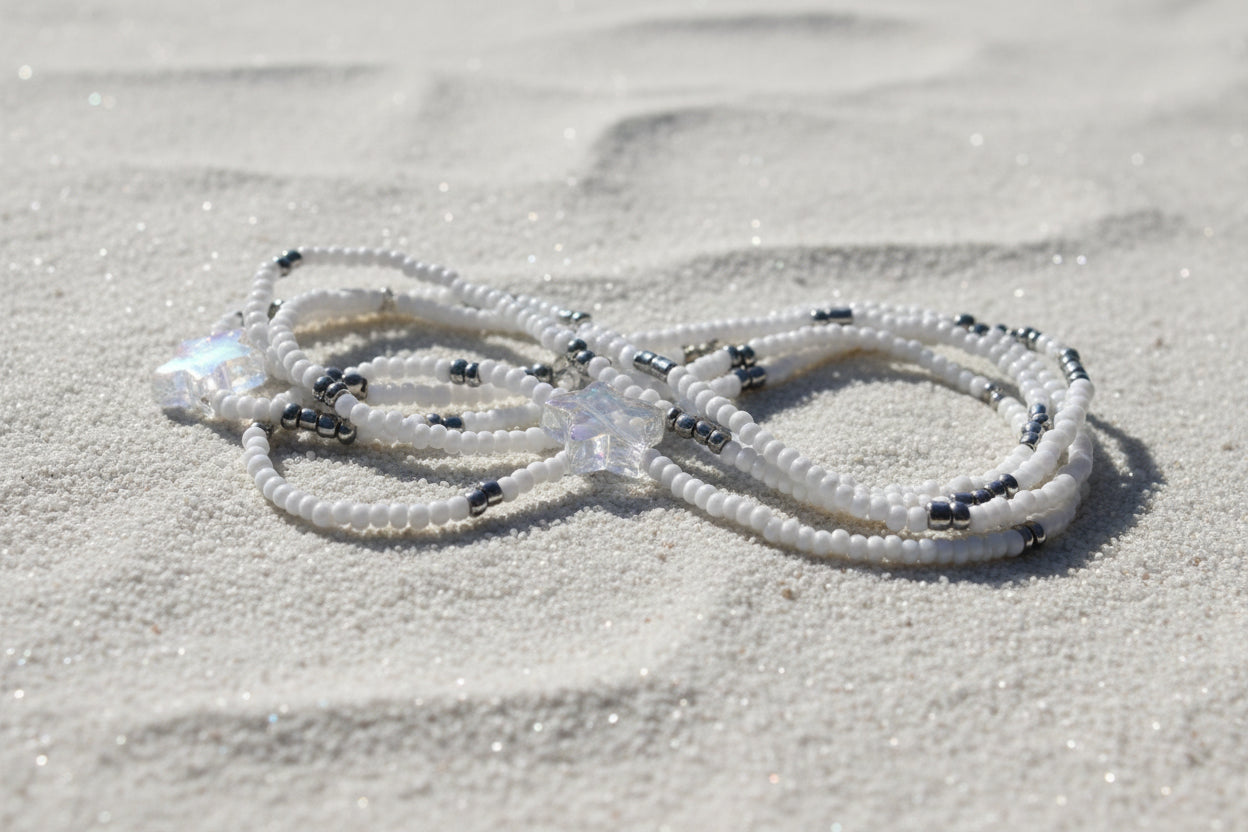 White and Chrome Waistbeads