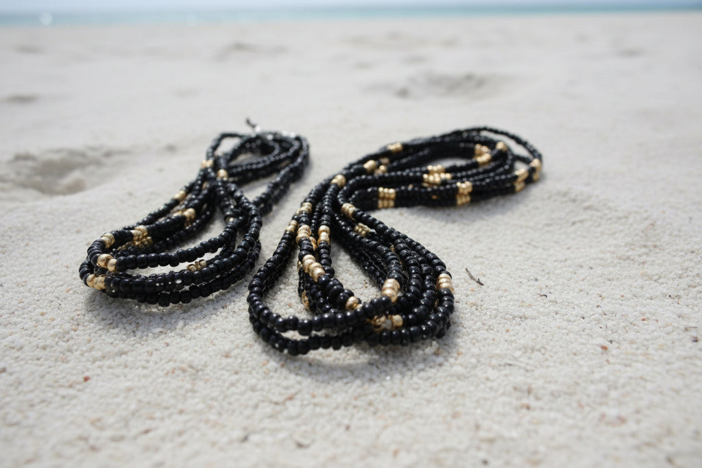 Black and gold waistbeads