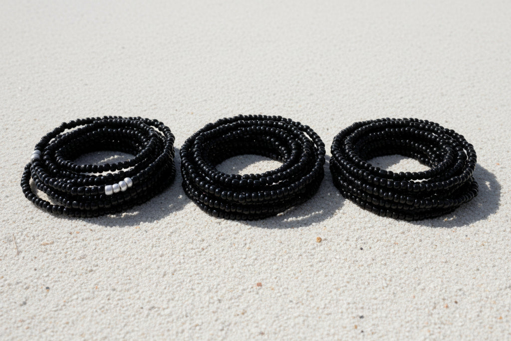 Black seed bead waistbeads