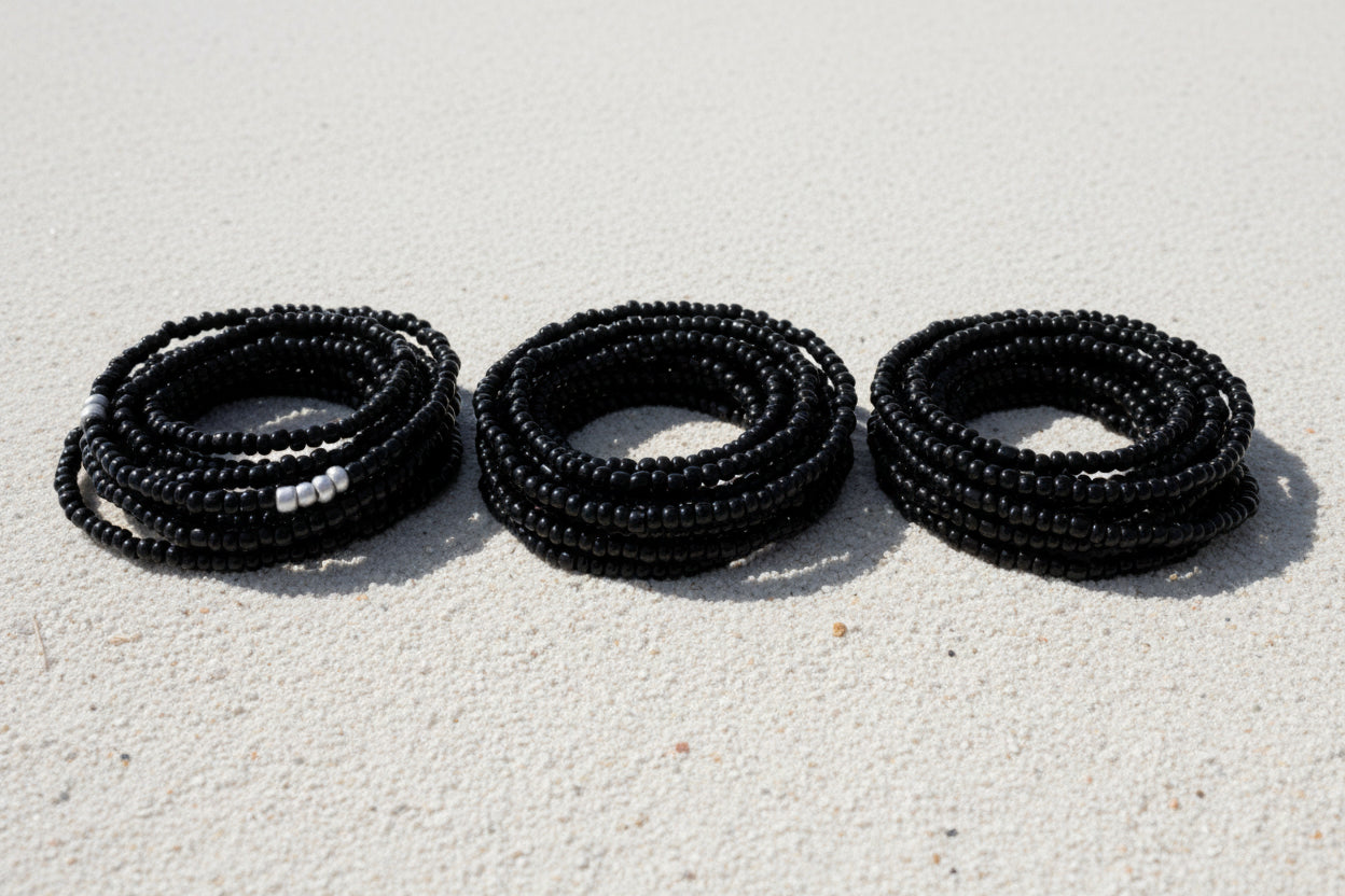 Black seed bead waistbeads