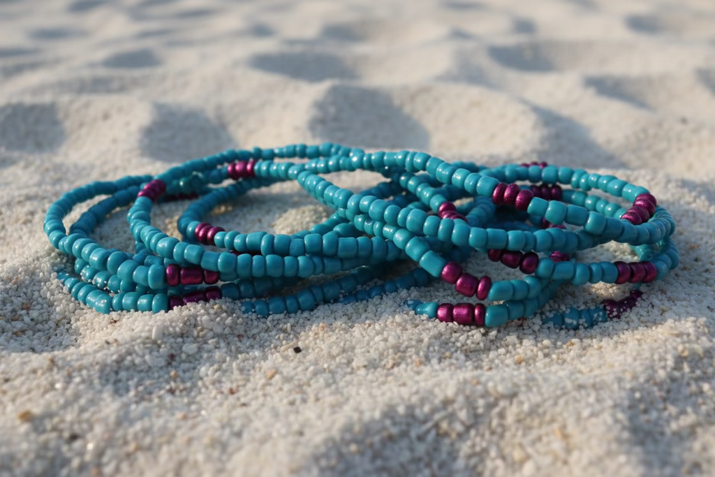 no pinch blue and purple waistbeads