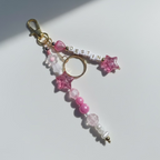 Keychain with pink beads and stars 