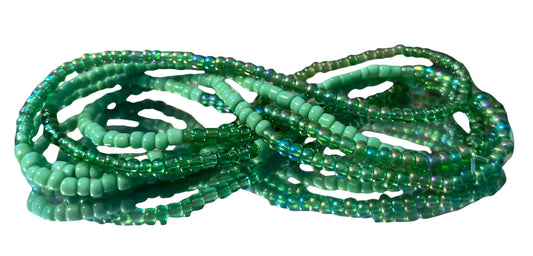Green beaded waistbeads no charms
