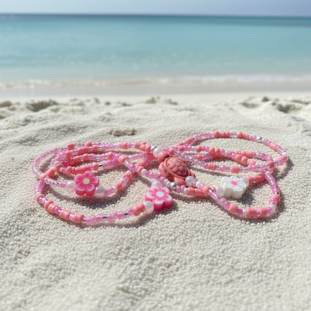 tropical pink kuulei waistbeads made by gabi decor studio