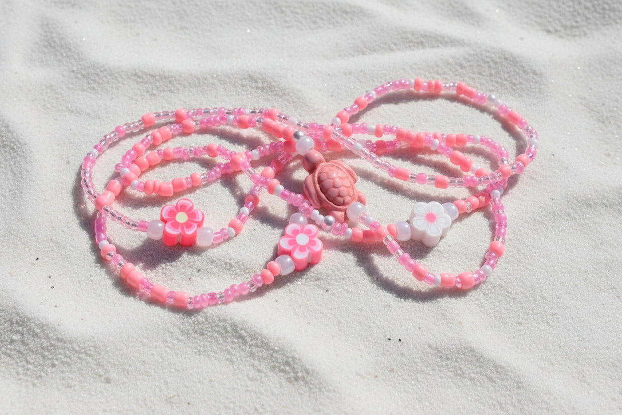 tropical pink kuulei waistbeads made by gabi decor studio