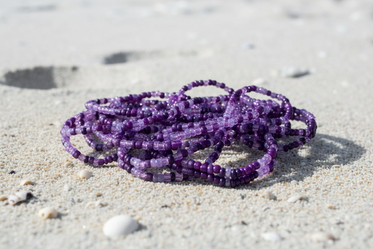 mixed purple waistbeads