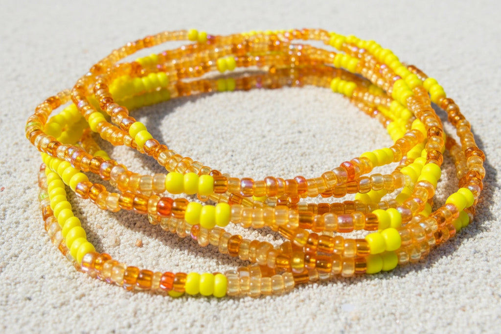 Multicolored yellow and orange waistbeads