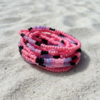 black, purple, and pink seed beads waistbeads 
