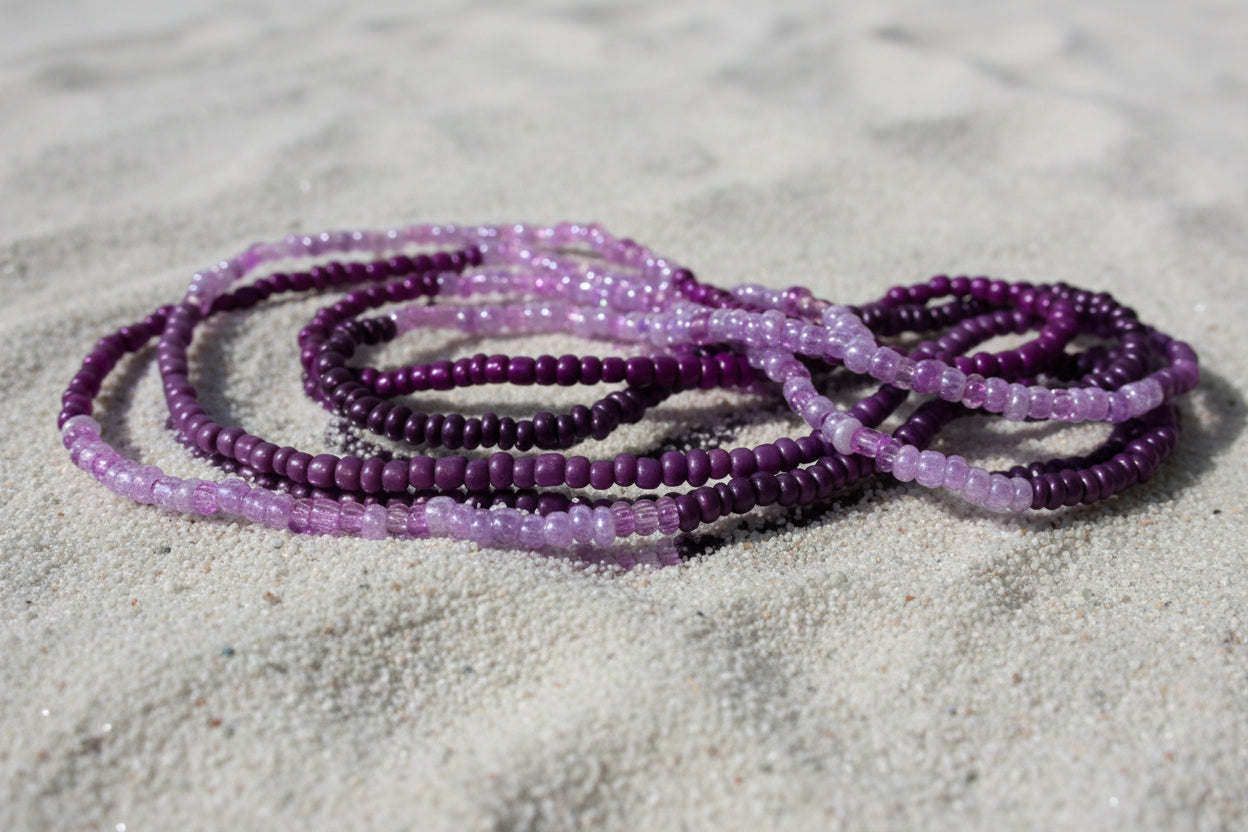 no pinch purple waistbeads