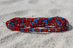 no pinch red and blue waistbeads