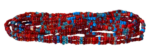 no pinch red and blue waistbeads
