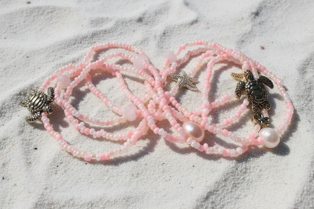 pearl, turtle and starfish charms